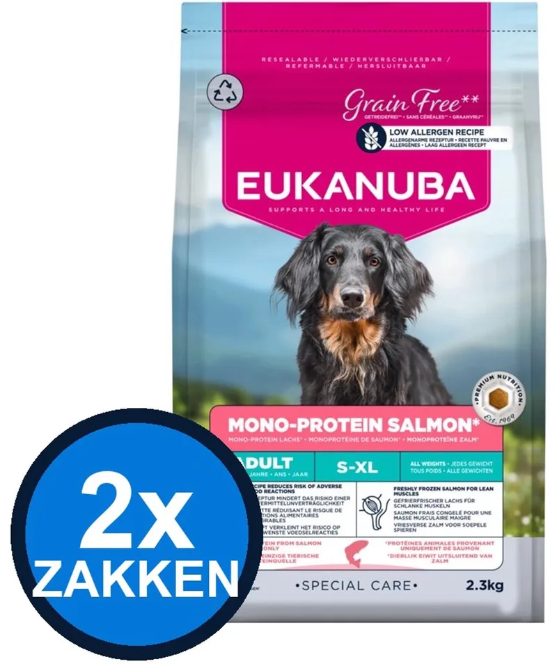 2x Eukanuba Adult Mono-Protein Zalm - Hondenvoer Droogvoer - 2,3 kg de Eukanuba – photo produit