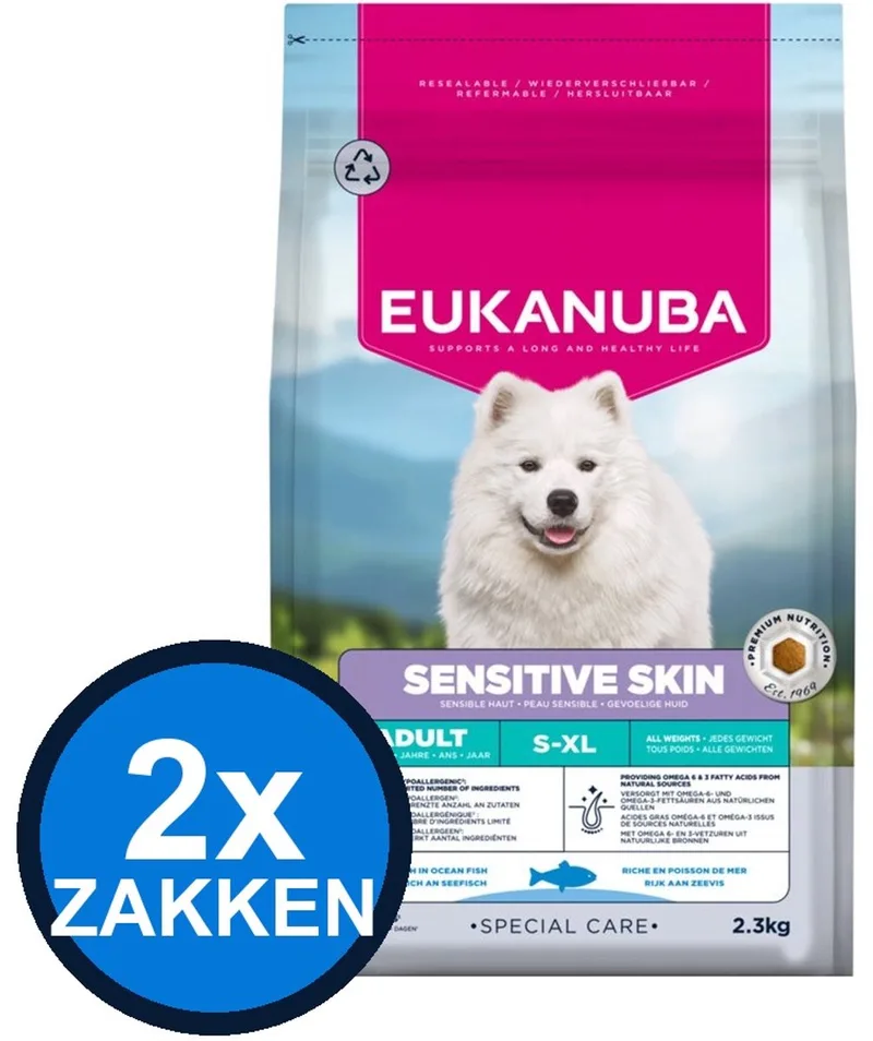 2x Eukanuba Adult Sensitive Skin Vis - Hondenvoer Droogvoer - 2,3 kg by Eukanuba – product photo