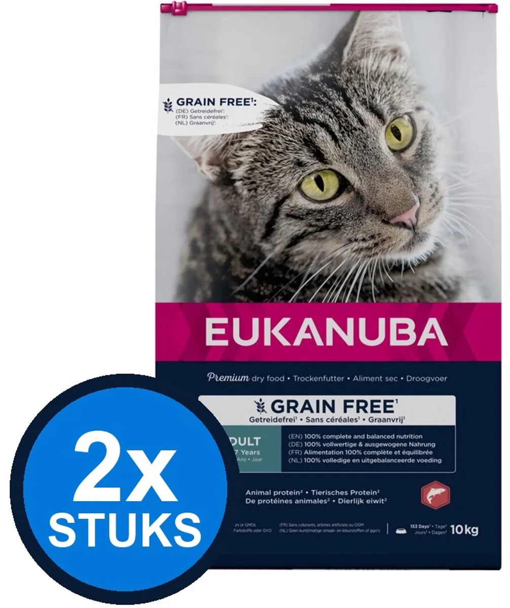 2x Eukanuba - Cat adult grainfree salmon 10kg från Eukanuba – produktbild