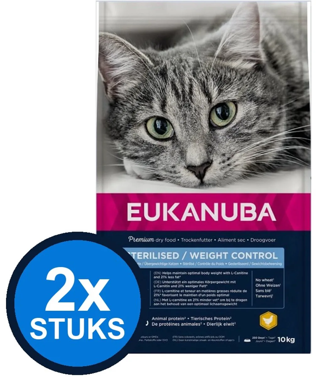 2x Eukanuba - Cat adult sterilised/weight control chicken 10kg från Eukanuba – produktbild