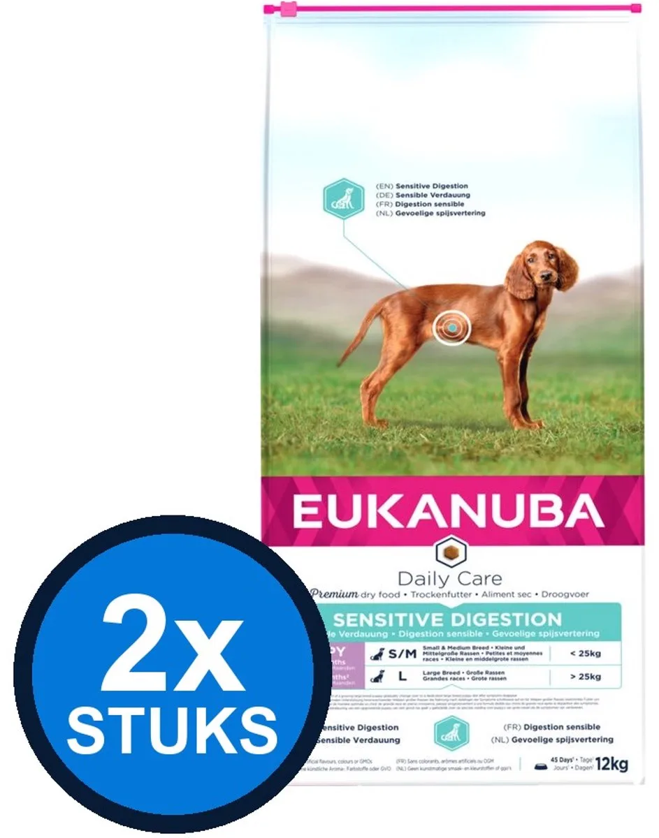 2x Eukanuba - Daily Care dog puppy all sizes sensitive digestion chicken 12kg från Eukanuba – produktbild