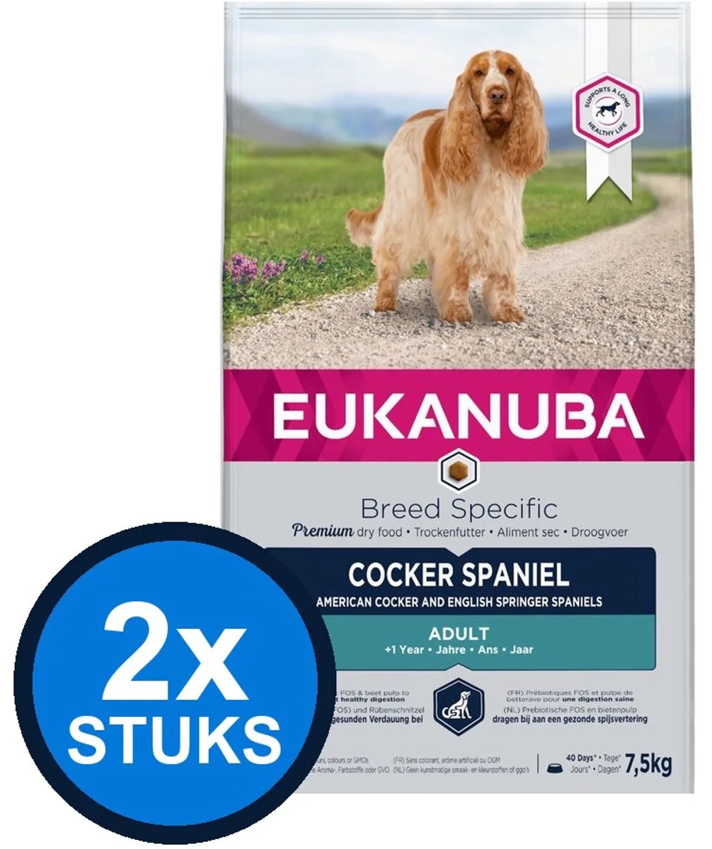 2x Eukanuba - Dog adult cocker spaniel chicken 7,5kg från Eukanuba – produktbild
