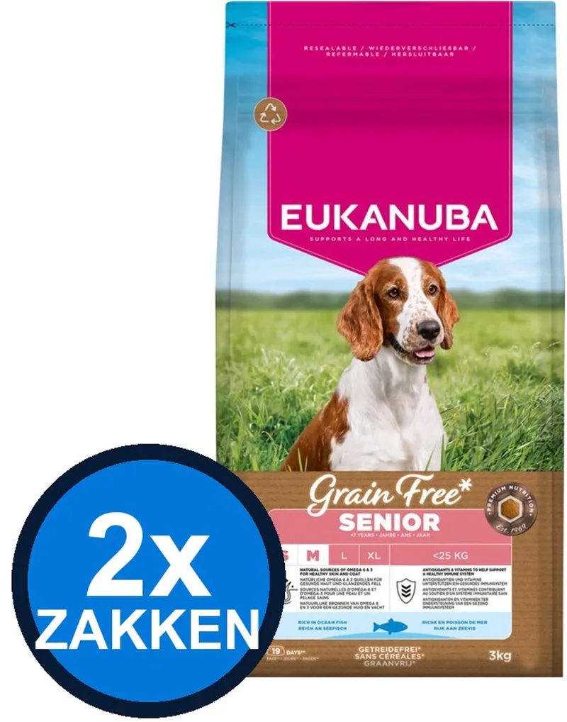 2x Eukanuba - Grain Free Dog Senior Small/medium Ocean Fish - Hondenvoer Droogvoer - 3 kg von Eukanuba – Produktfoto