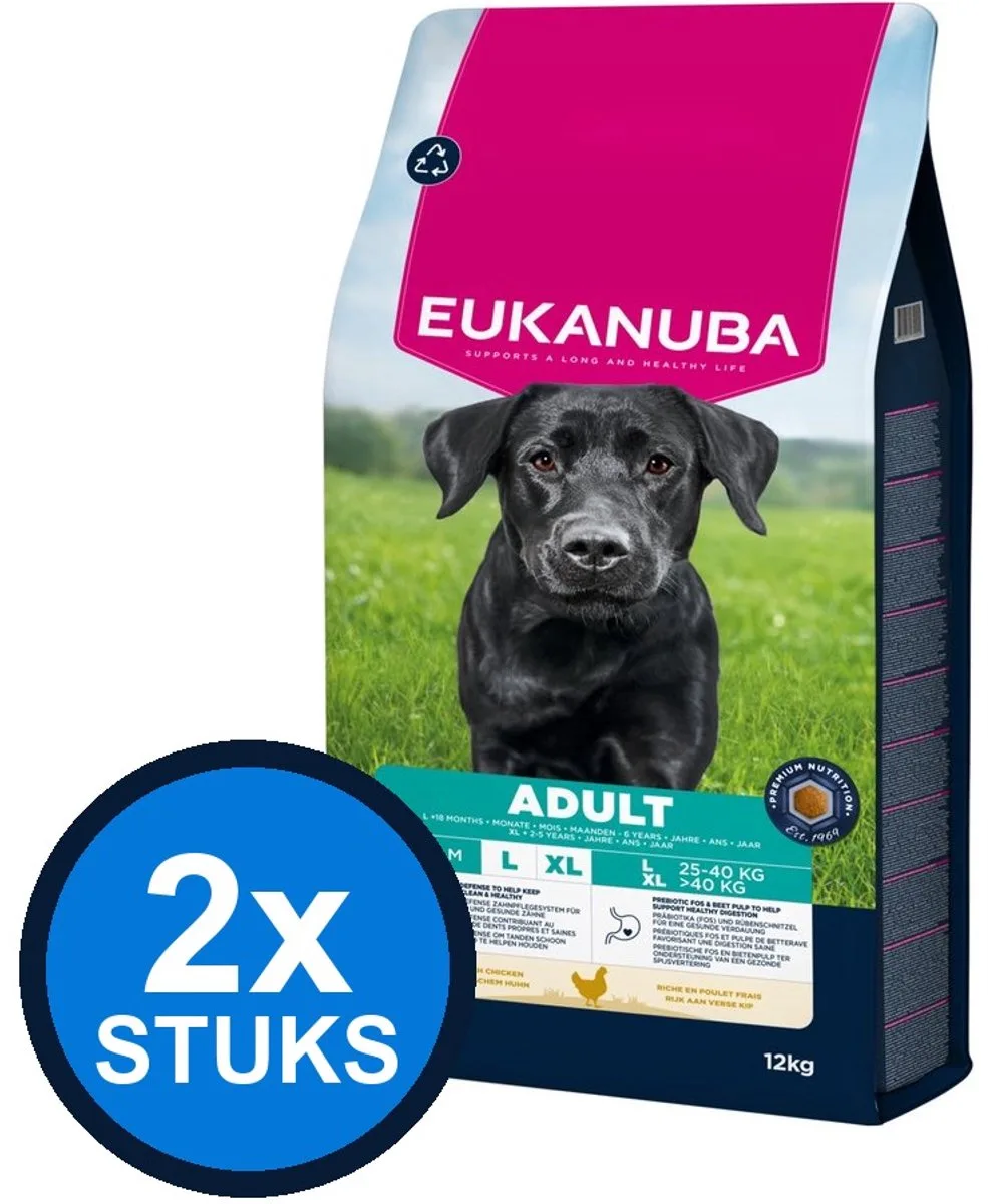 2x Eukanuba - Life Care dog adult large chicken 12kg van Eukanuba – productfoto