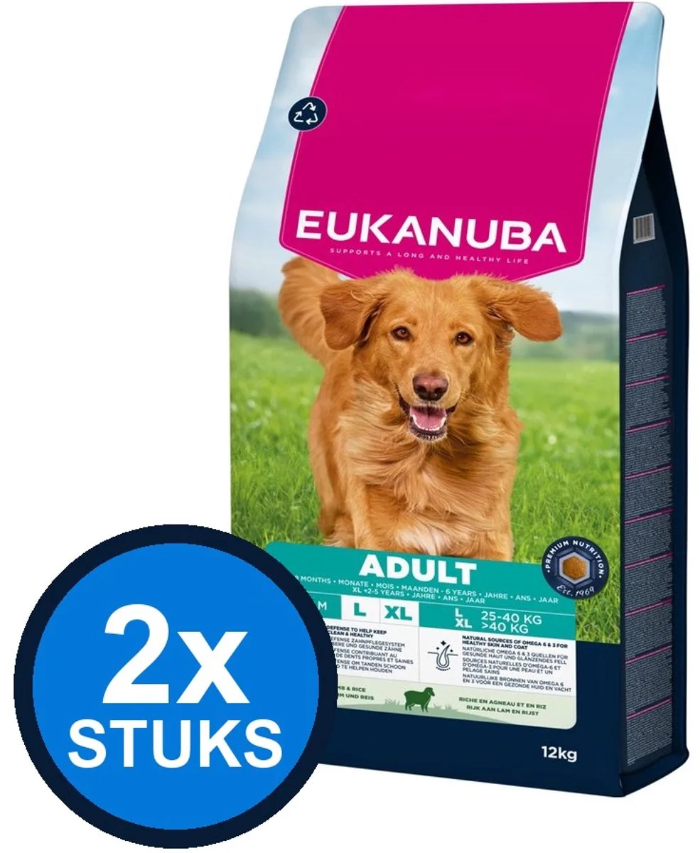 2x Eukanuba - Life Care dog adult large lamb&rice 12kg van Eukanuba – productfoto