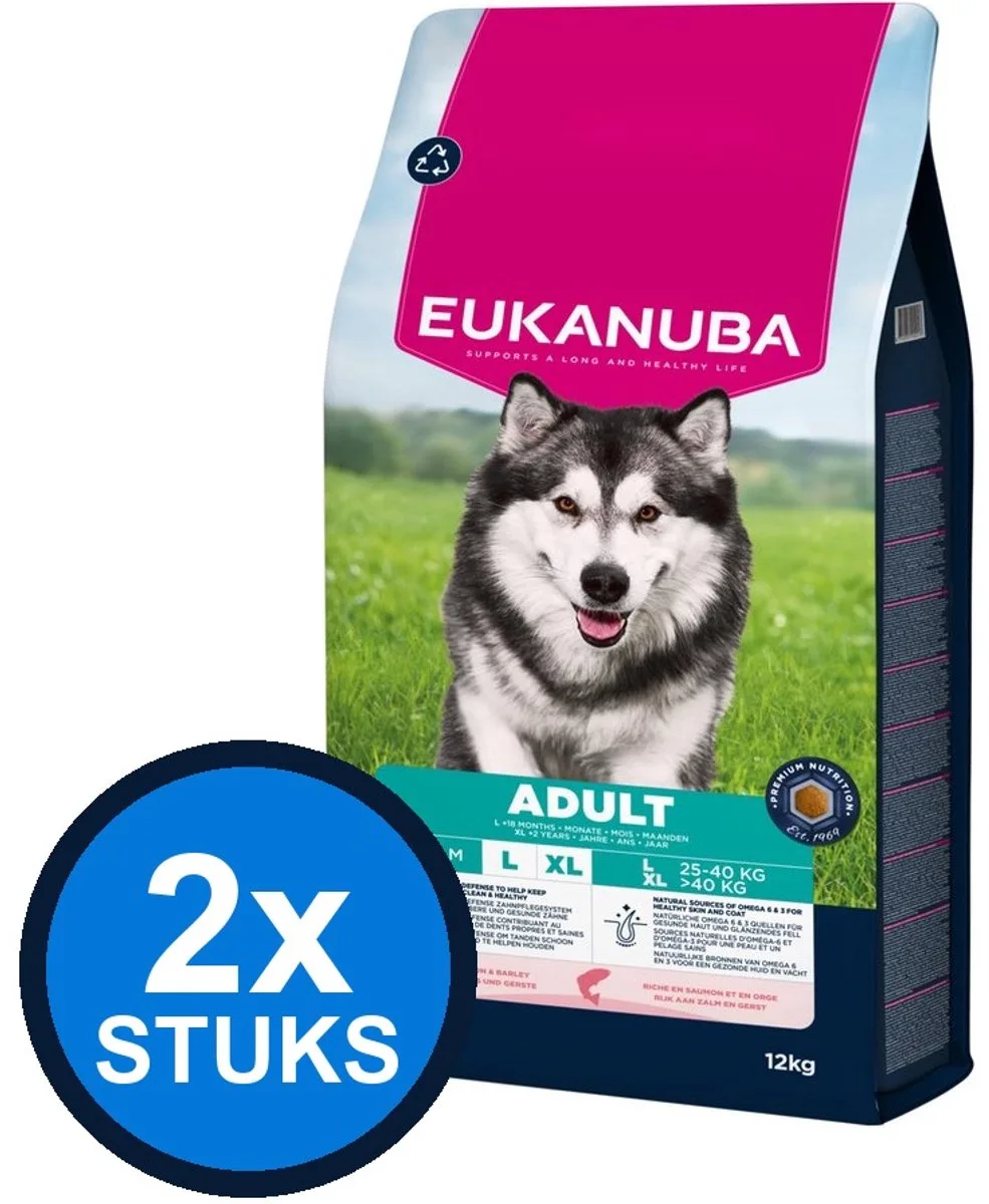 2x Eukanuba - Life Care dog adult large salmon&barley 12kg van Eukanuba – productfoto