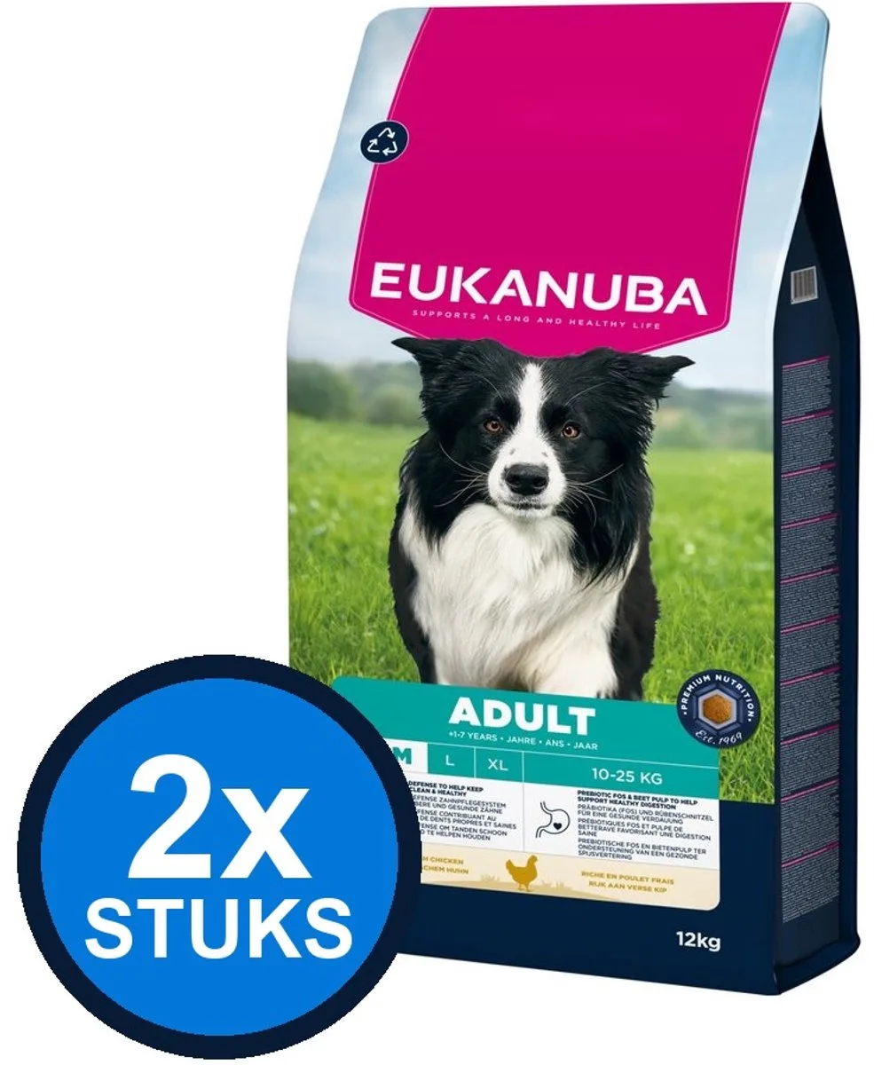 2x Eukanuba - Life Care dog adult medium chicken 12kg van Eukanuba – productfoto