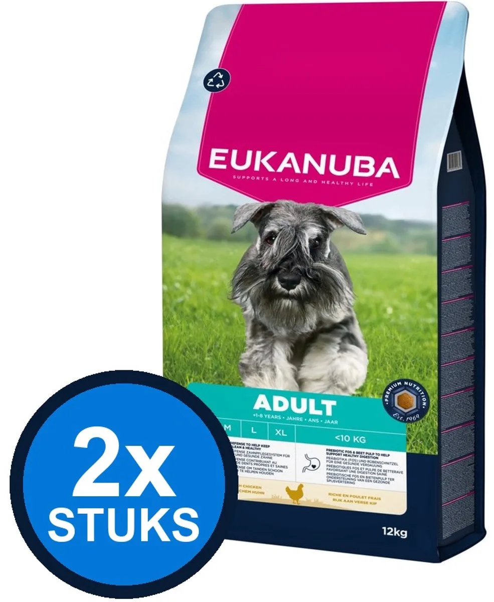 2x Eukanuba - Life Care dog adult small chicken 12kg van Eukanuba – productfoto