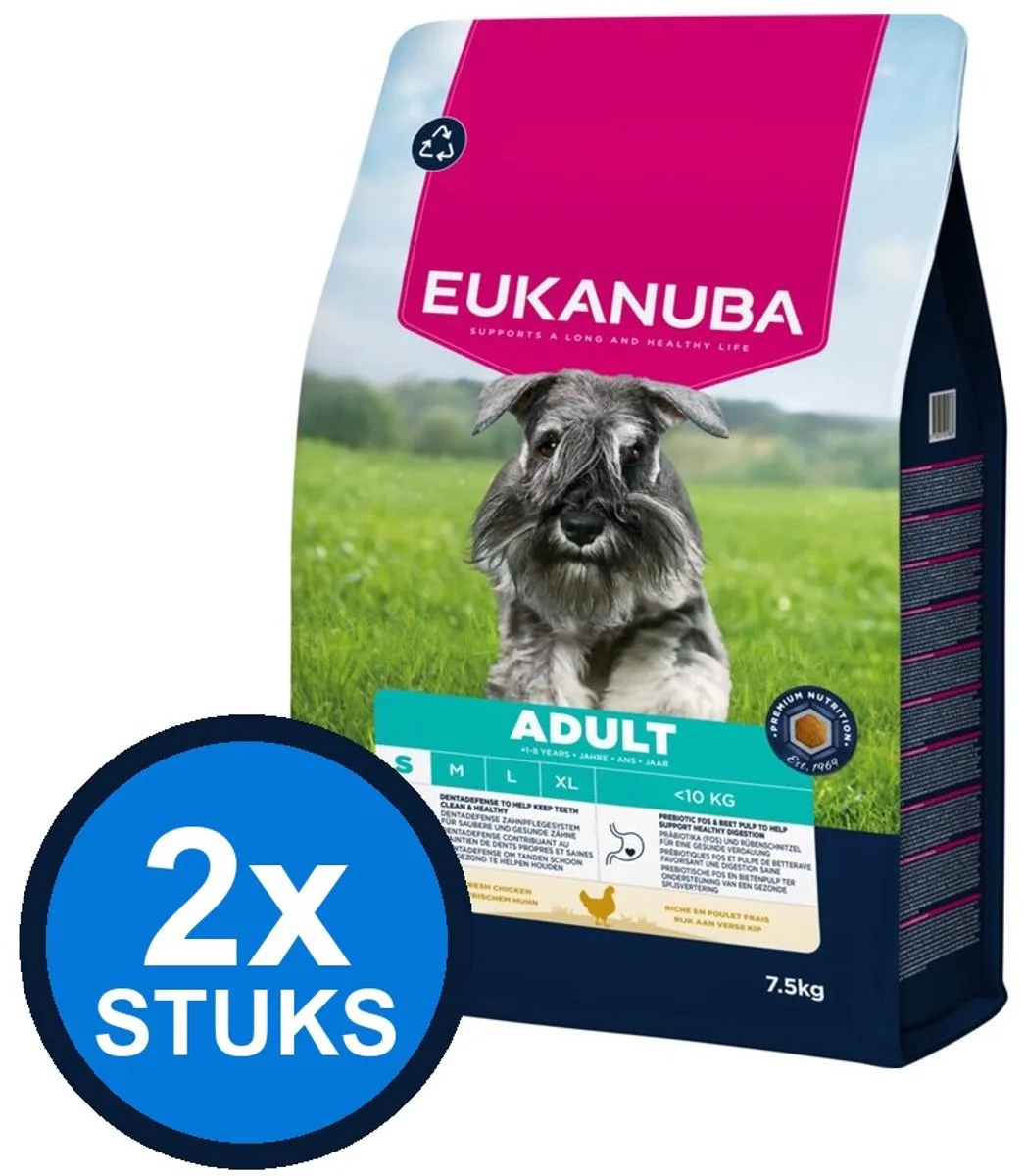 2x Eukanuba - Life Care dog adult small chicken 7,5kg van Eukanuba – productfoto