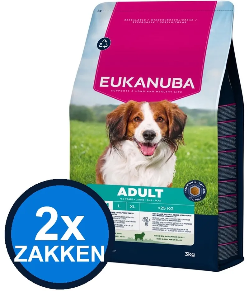 2x Eukanuba - Life Care Dog Adult Small/medium Lamb & rice - Hondenvoer Droogvoer - 3 kg de Eukanuba – photo produit