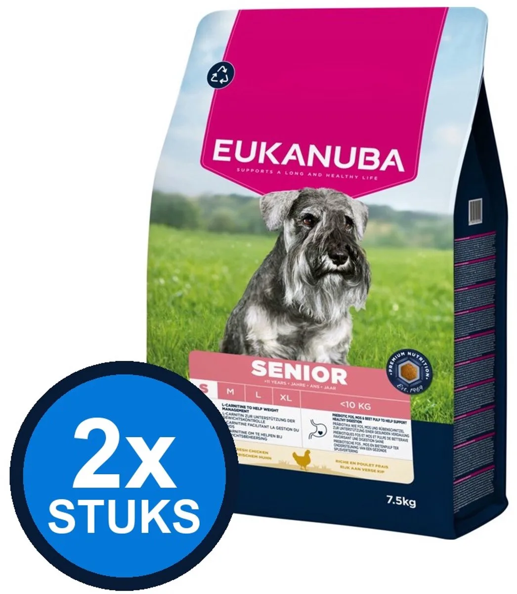 2x Eukanuba - Life Care dog senior small chicken 7,5kg van Eukanuba – productfoto