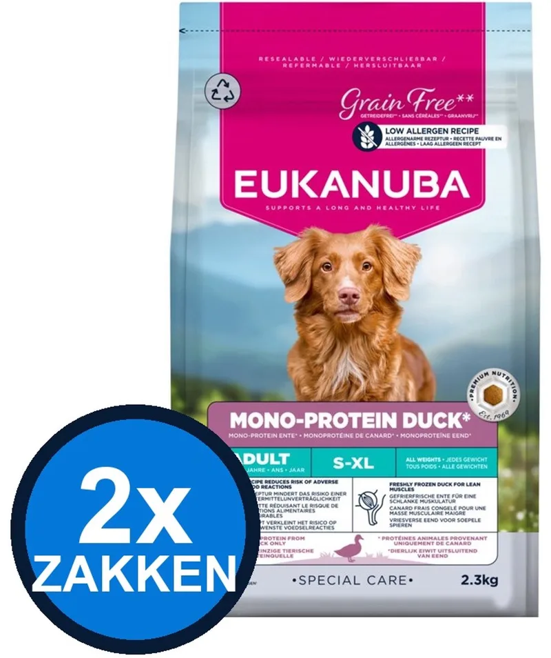 2x Eukanuba - Special Care Dog Adult Mono-protein Duck - Hondenvoer Droogvoer - 2.3 kg by Eukanuba – product photo