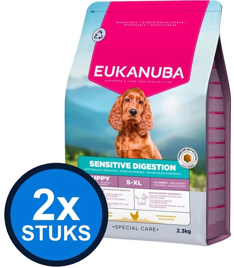 2x Eukanuba - Special Care Dog Puppy Sensitive Digestion - Hondenvoer Droogvoer - 2.3 kg de Eukanuba – photo produit