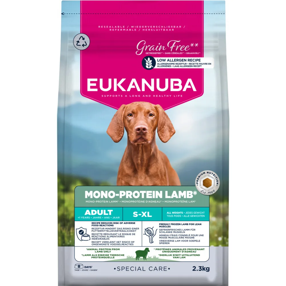3x Eukanuba Hondenvoer Droog Special Care Adult Mono-Protein Lamb 2,3 kg de Eukanuba – photo produit