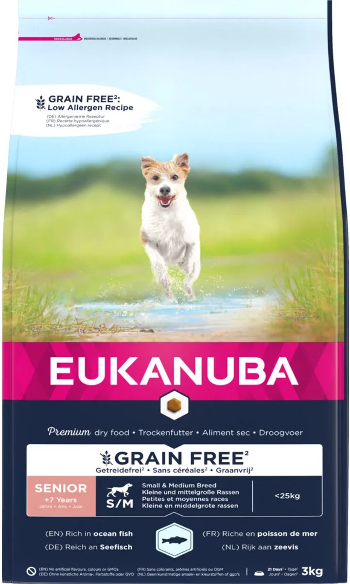 3x Eukanuba Hondenvoer Senior Small/Medium Graanvrij Zeevis 3 kg by Eukanuba – product photo