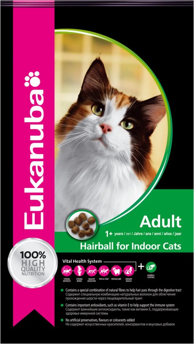 4x Eukanuba Kat Adult Hairball Control Kip - Lever 2 kg från Eukanuba – produktbild