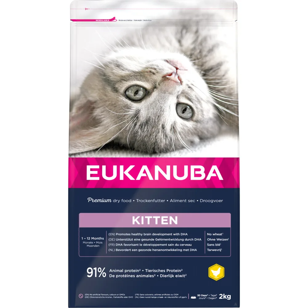 4x Eukanuba Kattenvoer Droog Junior Kitten Kip - Lever 2 kg van Eukanuba – productfoto