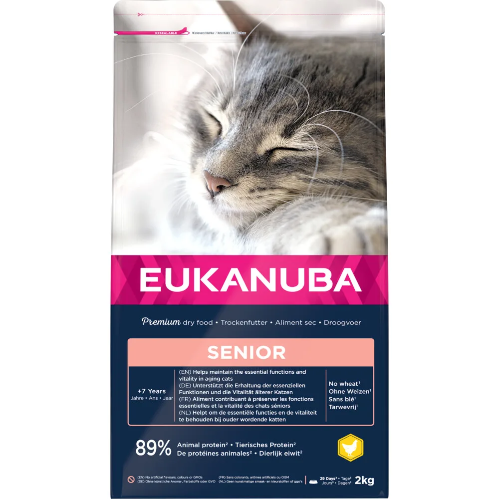 4x Eukanuba Kattenvoer Droog Senior Top Condition Kip - Lever 2 kg de Eukanuba – photo produit