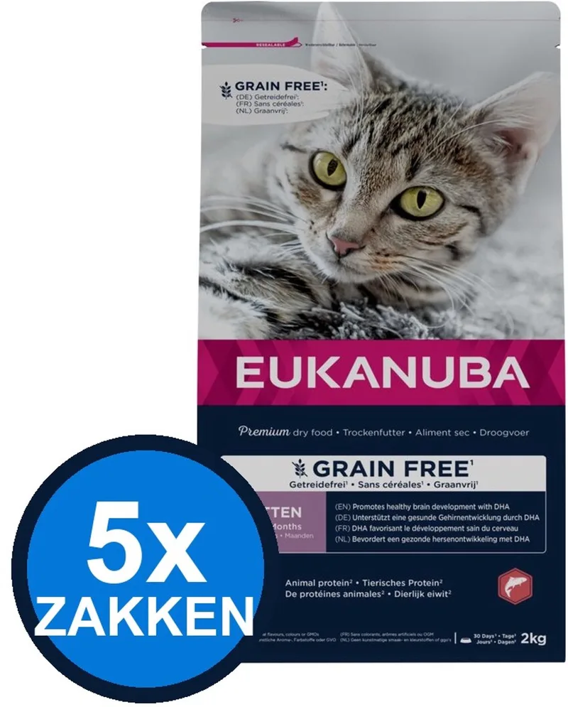 5x Eukanuba - Cat Kitten Grainfree Salmon - Kattenvoer Droogvoer - 2 kg von Eukanuba – Produktfoto