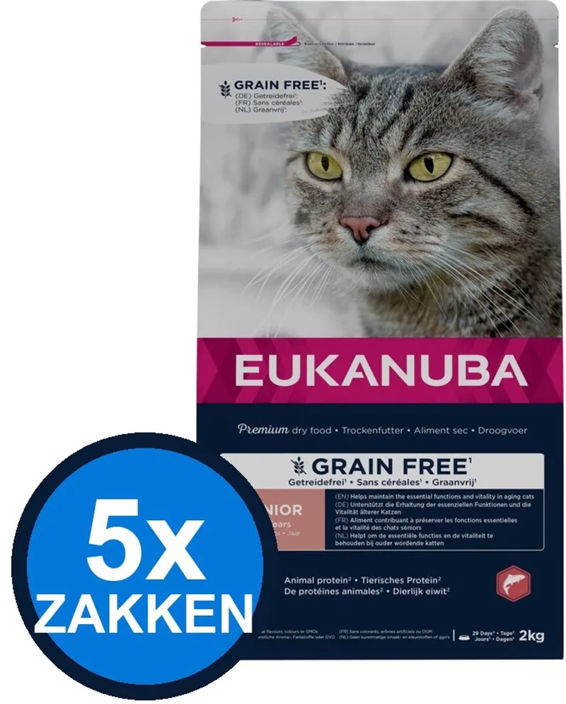 5x Eukanuba - Cat Senior Grainfree Salmon - Kattenvoer Droogvoer - 2 kg de Eukanuba – photo produit