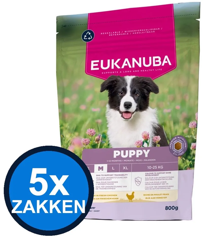 5x Eukanuba - Life Care Dog Puppy Medium Chicken - Hondenvoer Droogvoer - 800 g by Eukanuba – product photo
