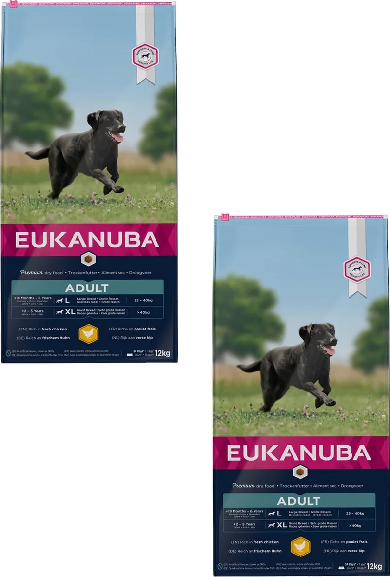 Active Adult Large Breed Kip - Hondenvoer - 2 x 12 kg de Eukanuba – photo produit