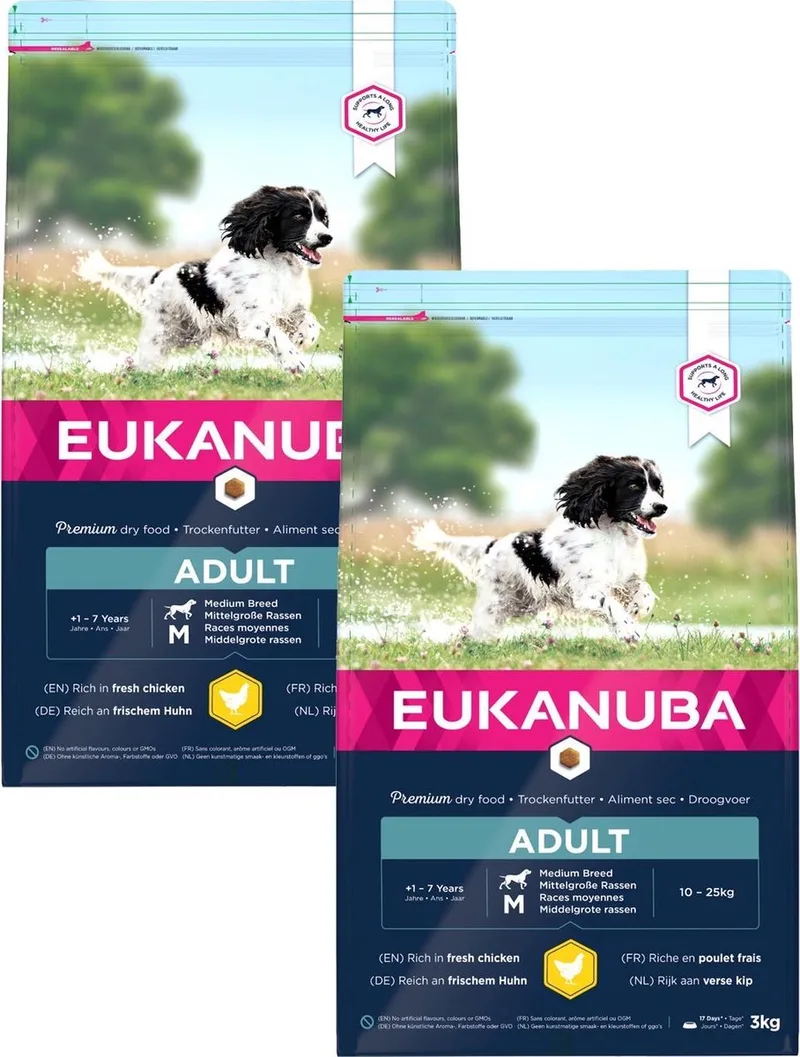 Active Adult Medium Breed Kip - Hondenvoer - 2 x 3 kg de Eukanuba – photo produit