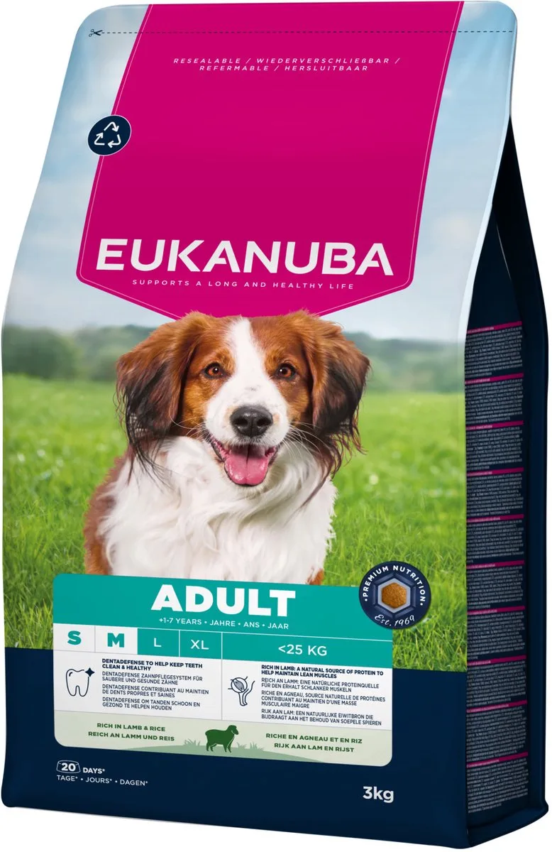 Adult Small & Medium Breed Lam&Rijst - Hondenbrokken - 3 kg de Eukanuba – photo produit