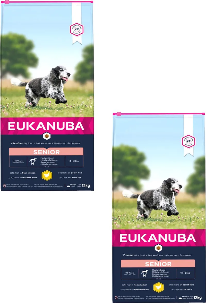 Caring Senior Medium Breed Kip - Hondenvoer - 2 x 12 kg by Eukanuba – product photo