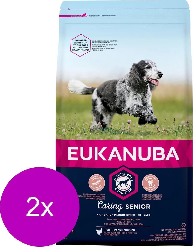 Caring Senior Medium Breed Kip - Hondenvoer - 2 x 3 kg by Eukanuba – product photo