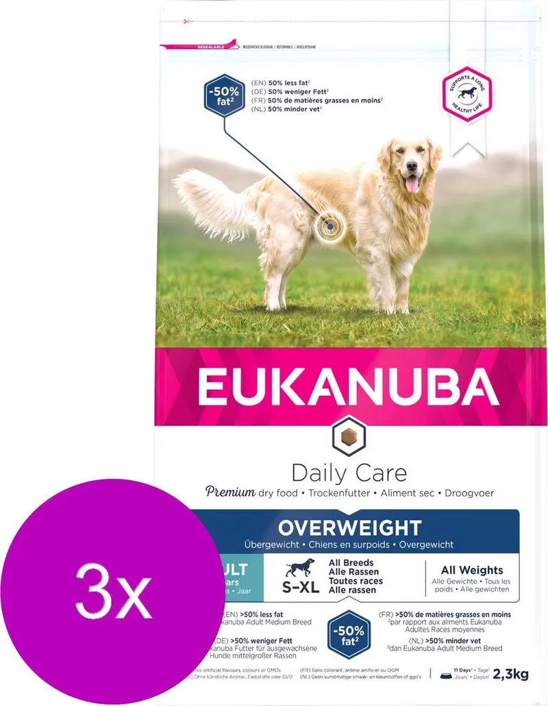 Daily Care Adult Weight Care - Hondenvoer - 3 x 2.3 kg von Eukanuba – Produktfoto