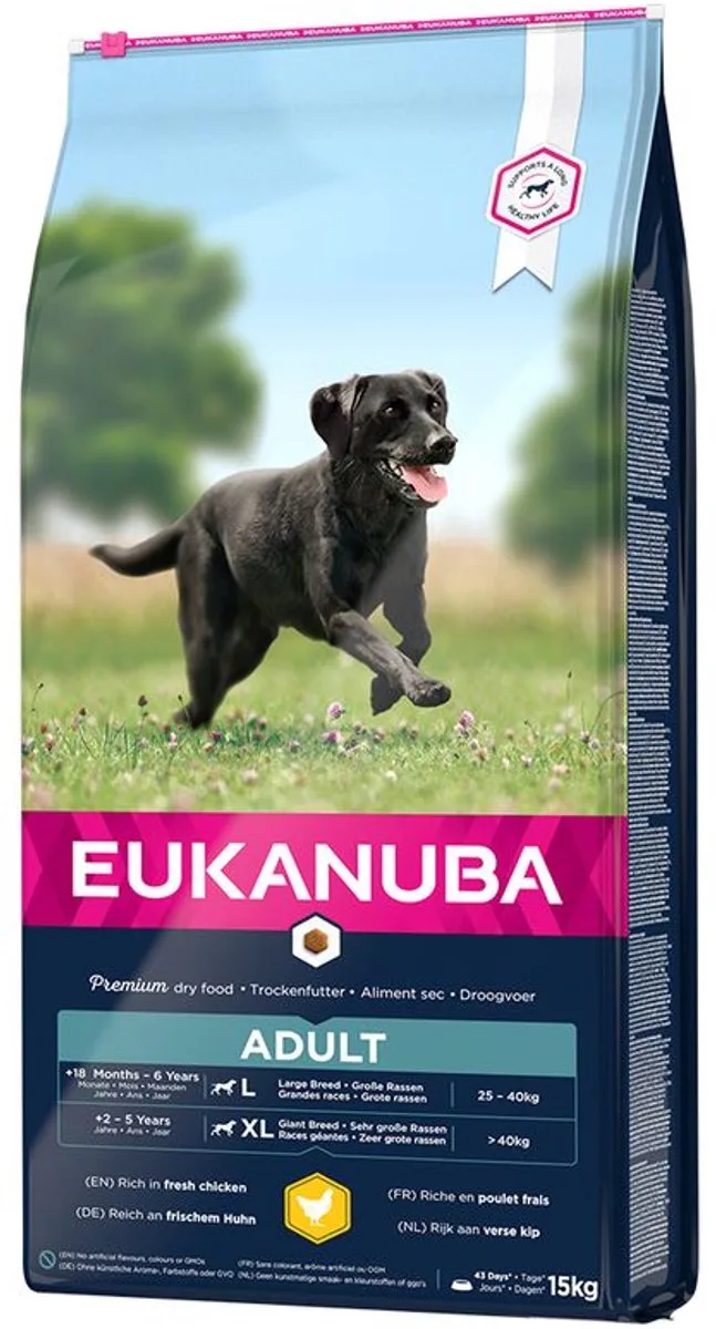 Dog Adult Large Breed Chicken 15 KG met rocco sticks van Eukanuba – productfoto