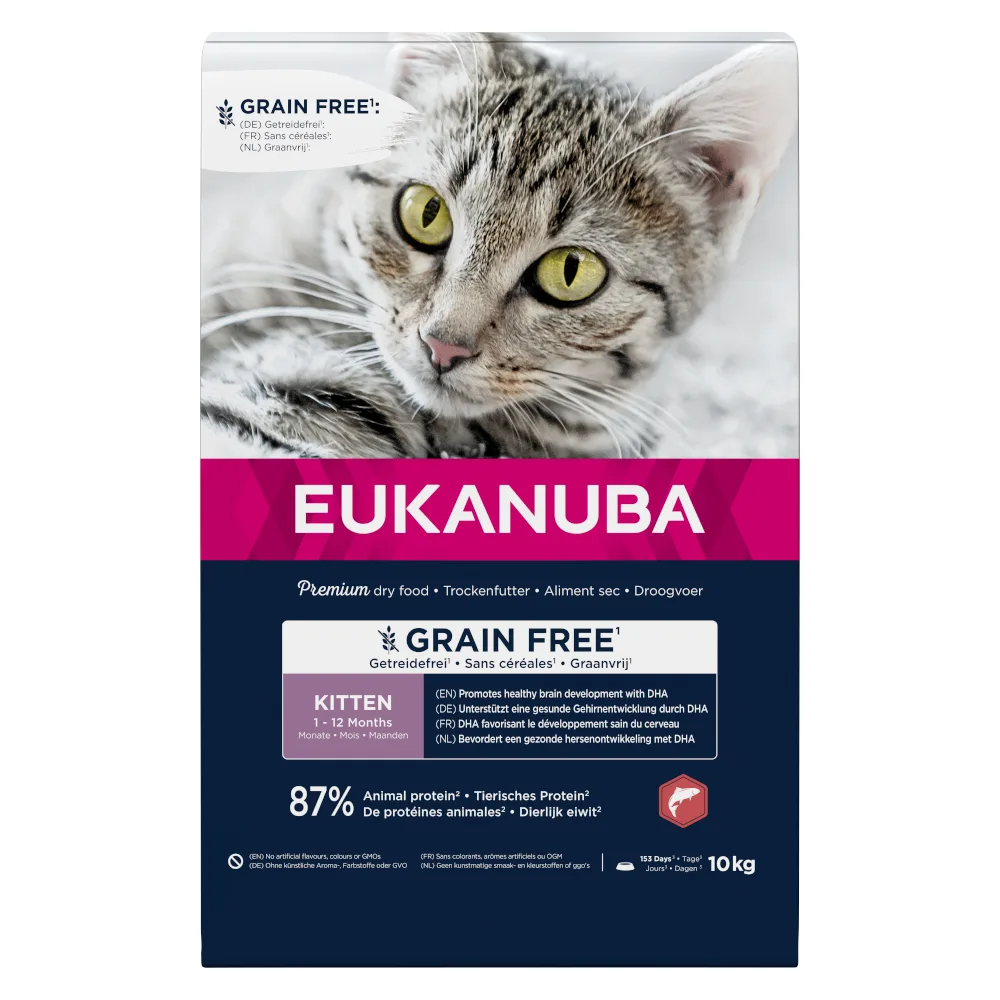 Economy Pack: 2x10kg Eukanuba Kitten Graanvrij Rijk aan Zalm Droog Kattenvoer van Eukanuba – productfoto