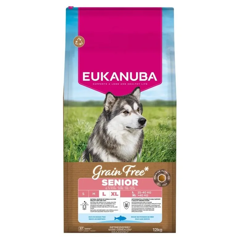 Getreidefreies Hundefutter Für Große Senior-hunde Mit Meeresfisch 12 Kg von Eukanuba – Produktfoto