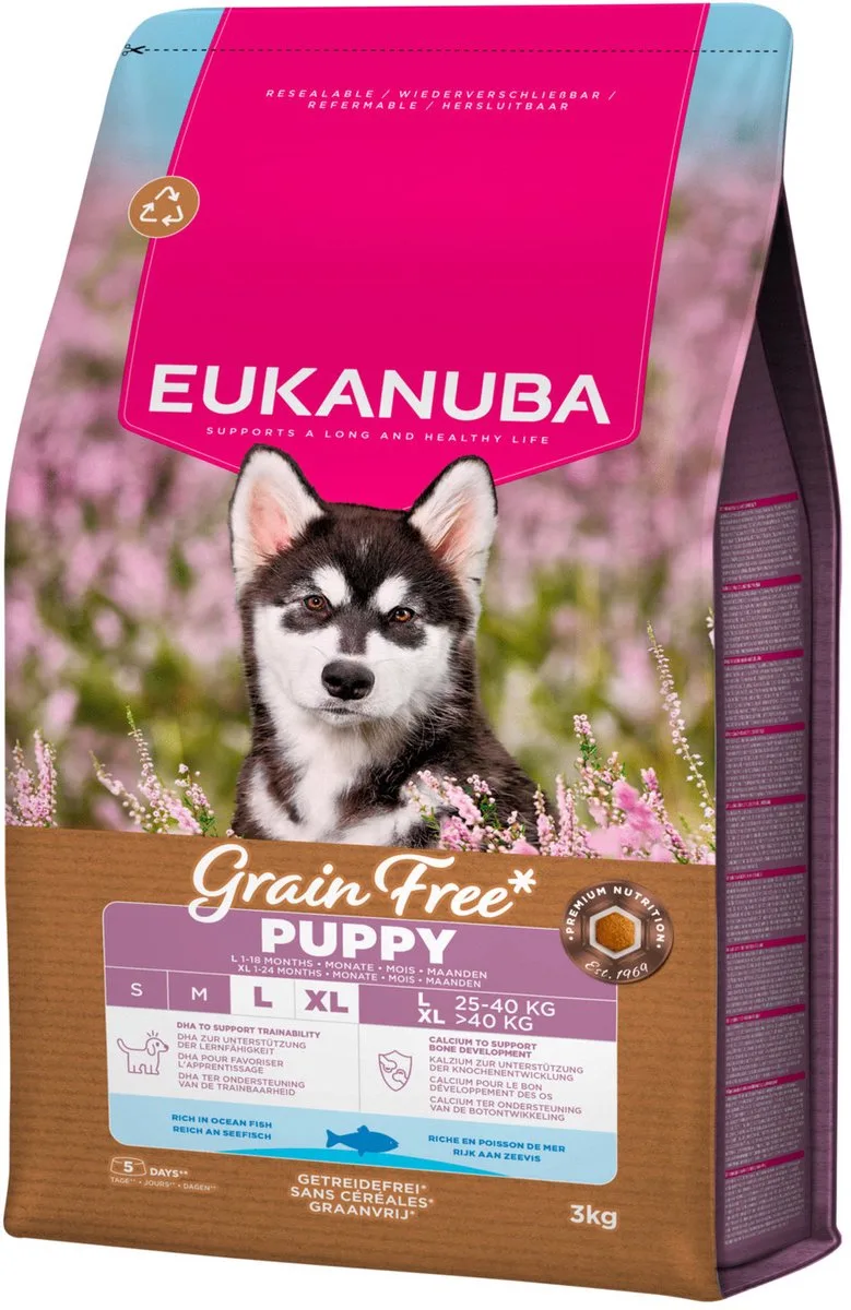 Grain Free Puppy Large Breed Zeevis - Hondenvoer - 3 kg fra Eukanuba – produktbillede