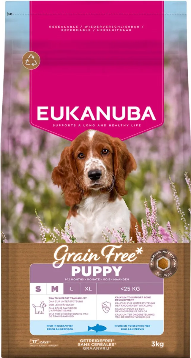 Grain Free Puppy Small & Medium Breed Zeevis - Hondenvoer - 3 kg von Eukanuba – Produktfoto