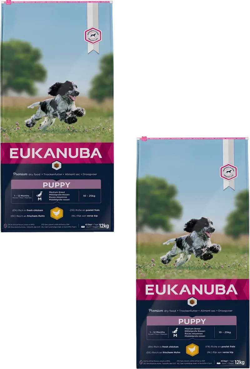 Growing Puppy Medium Breed Kip - Hondenvoer - 2 x 12 kg de Eukanuba – photo produit