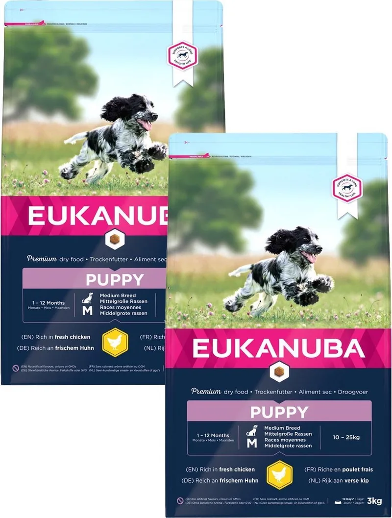 Growing Puppy Medium Breed Kip - Hondenvoer - 2 x 3 kg de Eukanuba – photo produit