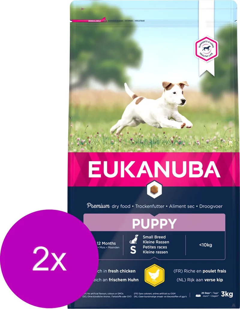 Growing Puppy Small Breed Kip - Hondenvoer - 2 x 3 kg von Eukanuba – Produktfoto