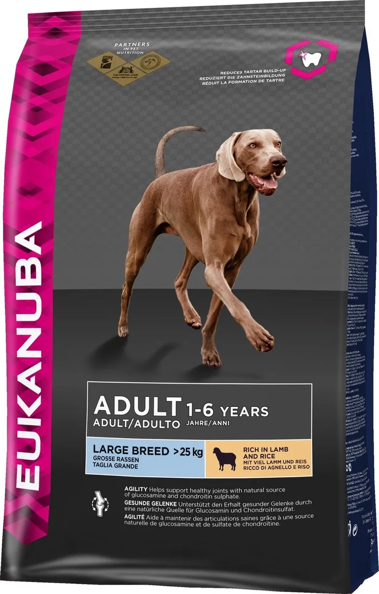 hondenvoer dog adult large lamb&rice 12KG de Eukanuba – photo produit