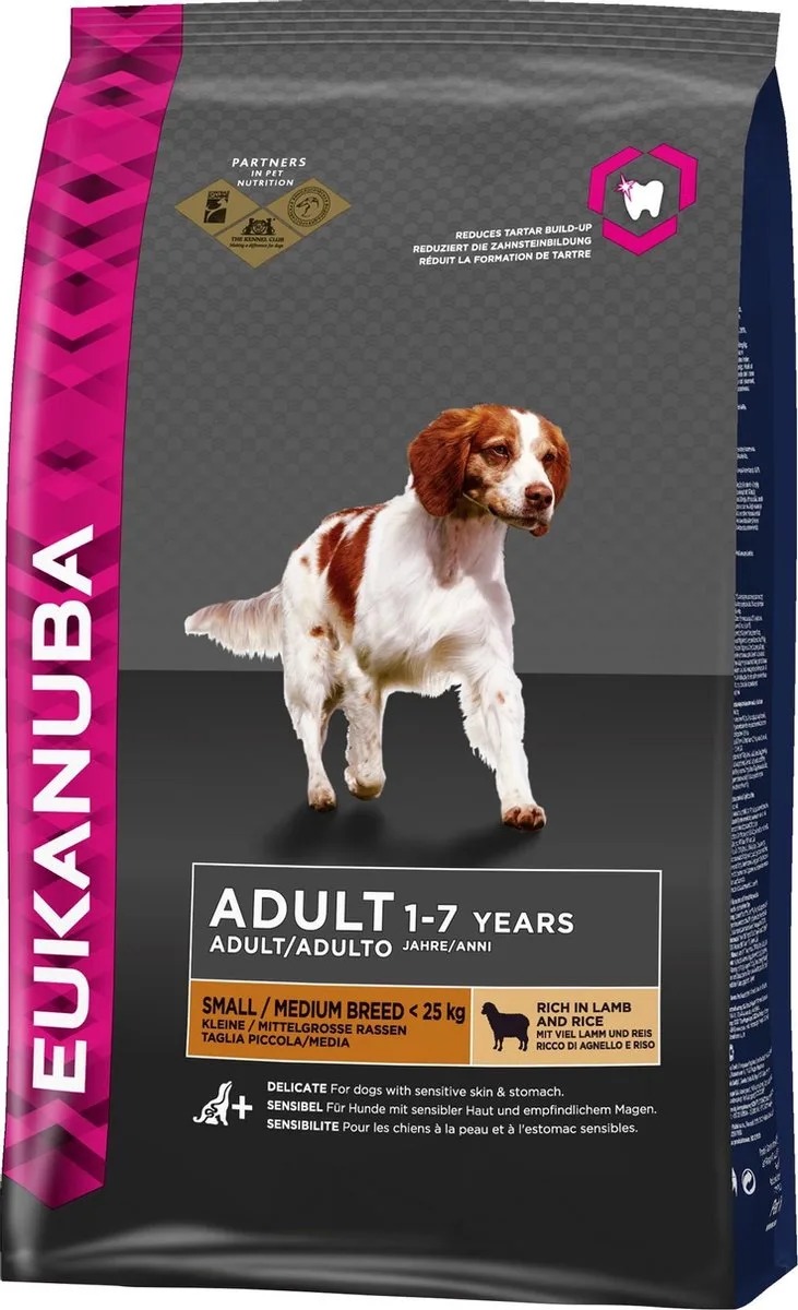 hondenvoer dog adult sm&med lamb&rice 12KG de Eukanuba – photo produit