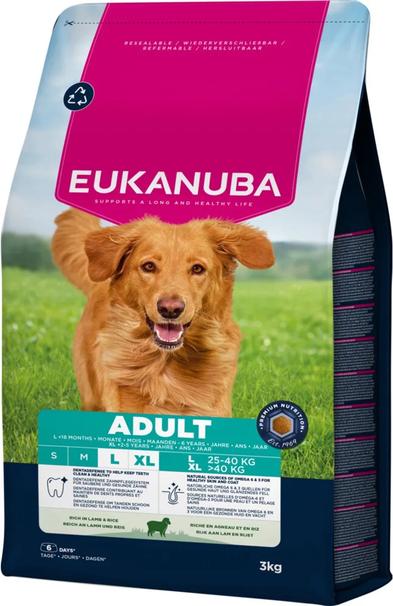 Hondenvoer Droog Life Care Dog Adult Large Lam en Rijst - 3 x 3 kg - Voordeelverpakking de Eukanuba – photo produit