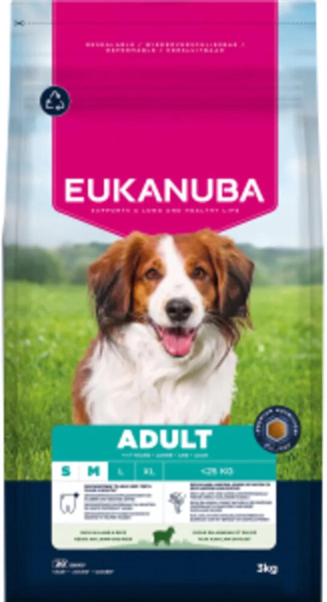 Hondenvoer Droog Life Care Dog Adult Small/Medium Lam en Rijst - 3 x 3 kg - Voordeelverpakking by Eukanuba – product photo