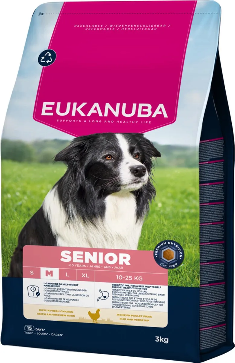 Hondenvoer Droog Life Care Dog Senior Medium Kip - 3 x 3 kg - Voordeelverpakking by Eukanuba – product photo