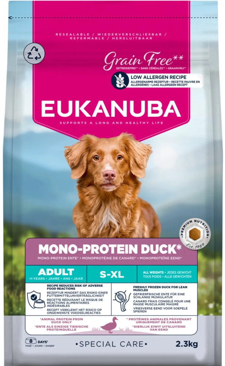 Hondenvoer Droog Special Care Adult Mono-Protein Eend - 2,3 kg de Eukanuba – photo produit