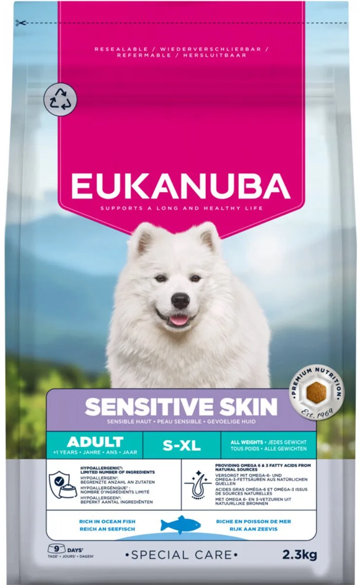 Hondenvoer Droog Special Care Adult Sensitive Skin - 2,3 kg fra Eukanuba – produktbillede