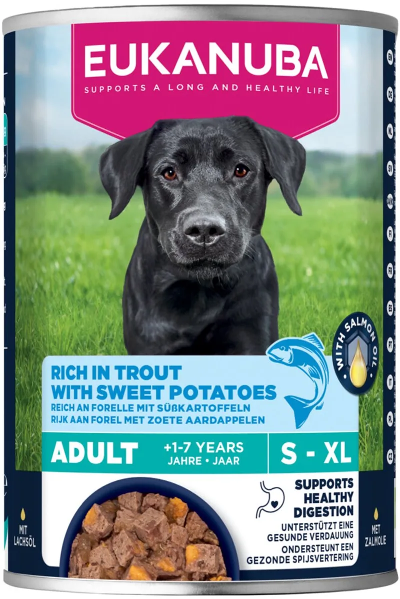 Hondenvoer Nat Life Care Dog Adult Forel en Zoete Aardappel - 6 x 400 gr - Voordeelverpakking de Eukanuba – photo produit