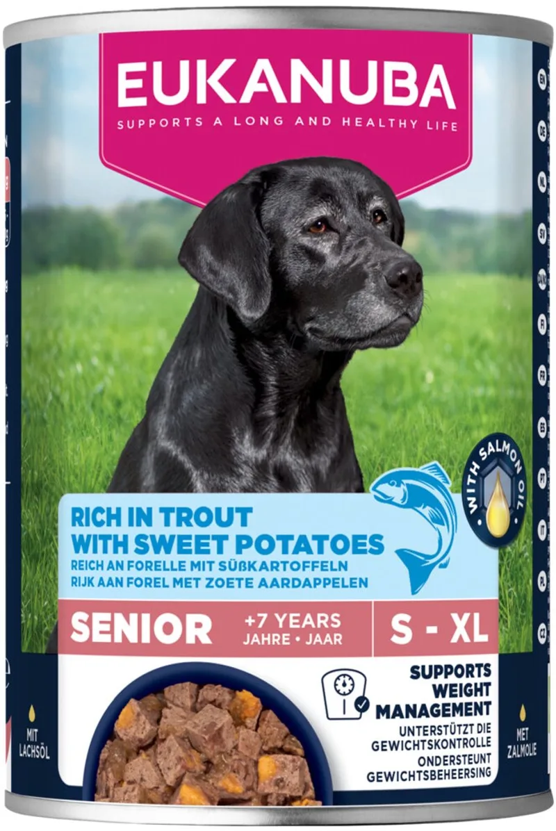 Hondenvoer Nat Life Care Dog Senior Forel en Zoete Aardappel - 6 x 400 gr - Voordeelverpakking by Eukanuba – product photo