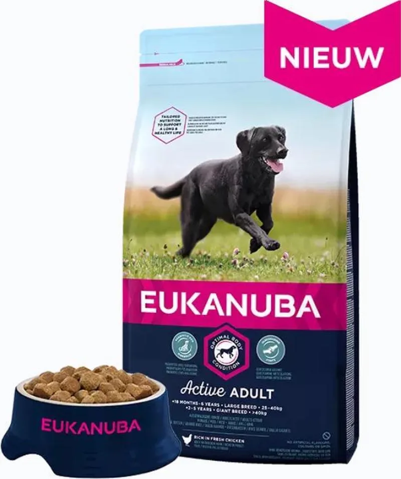 Hondenvoer Voor Volwassen Honden Van Grote Rassen - Rijk Aan Verse Kip - 12kg by Eukanuba – product photo