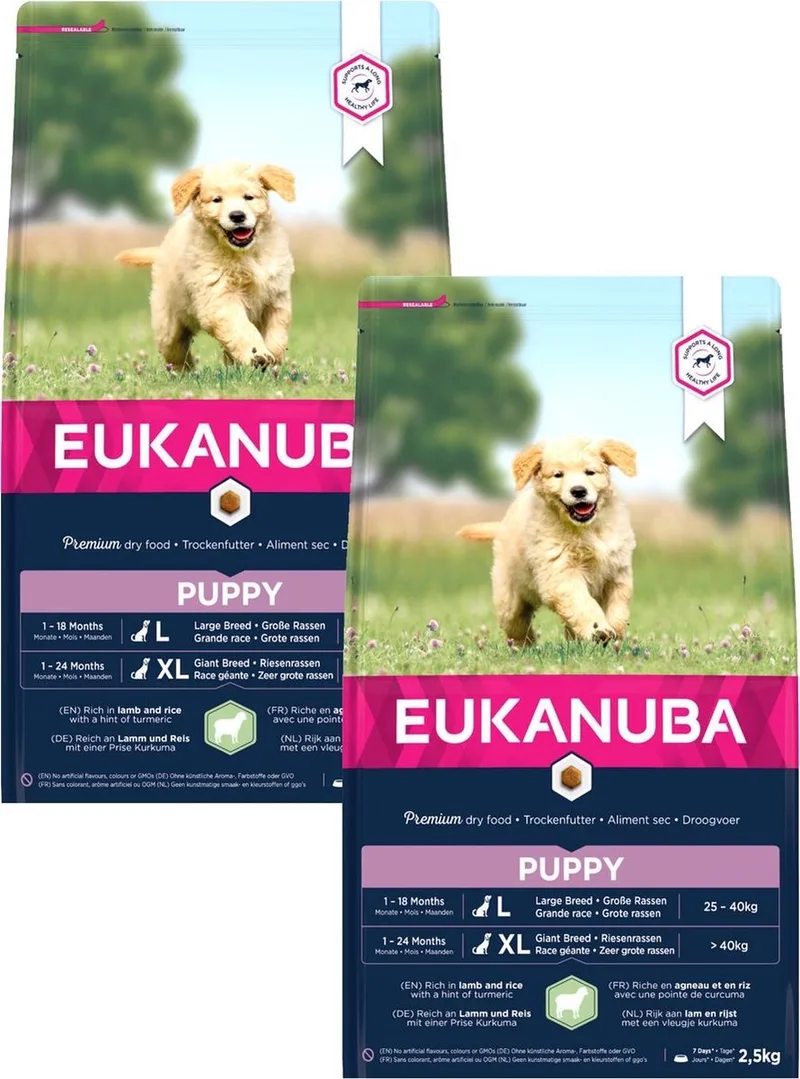 Puppy/Junior Large Breed Lam&Rijst - Puppy-Hondenvoer - 2 x 2.5 kg by Eukanuba – product photo